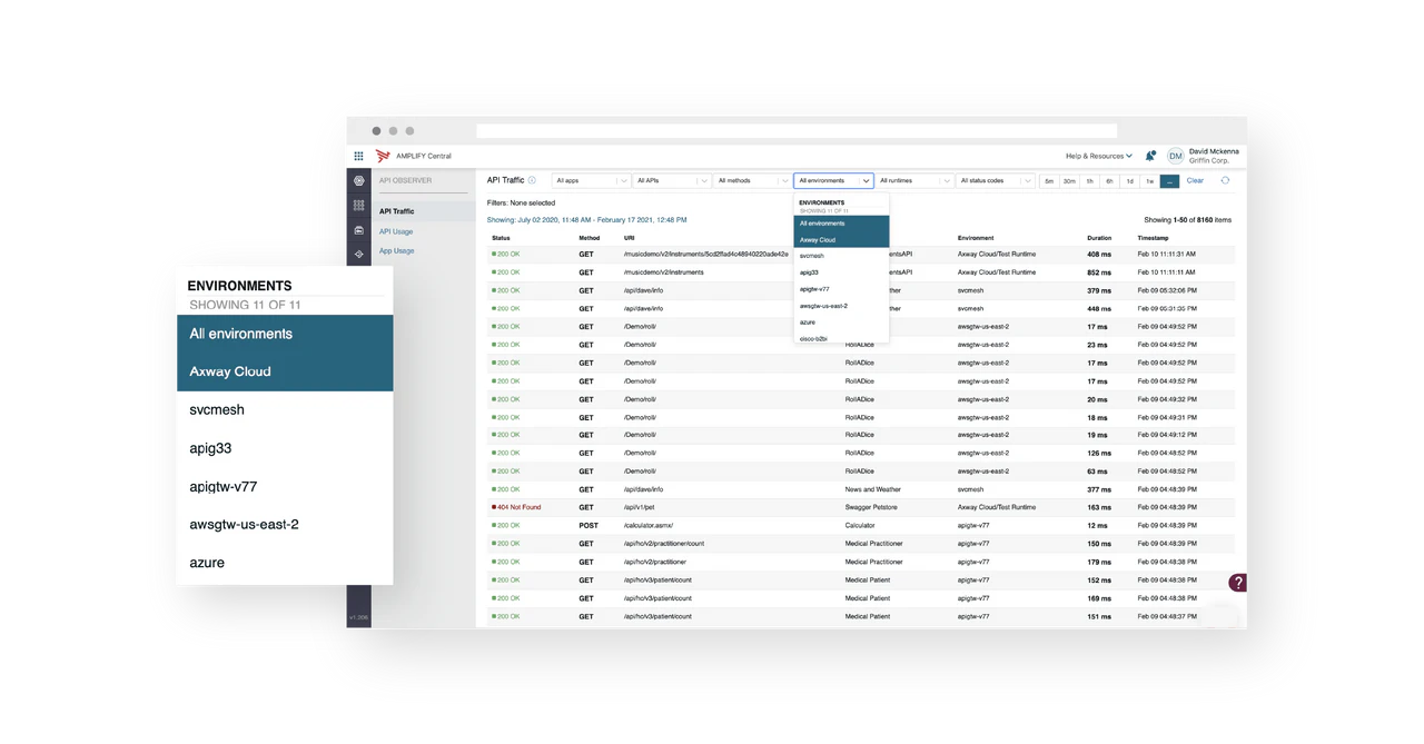 screenshot of Axway Amplify API Management Platform